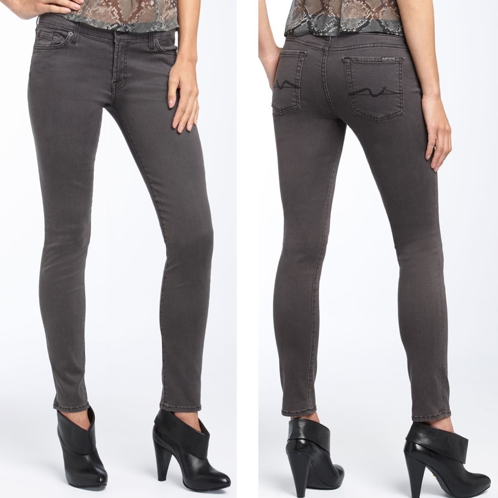 7 For All Mankind Gwenevere Charcoal Skinny Jeans